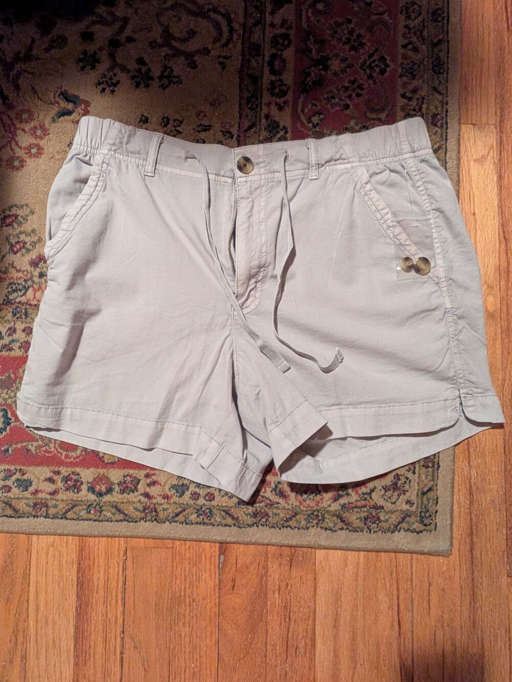 Casual Women's Light Gray Cargo Shorts with Drawstring Waist